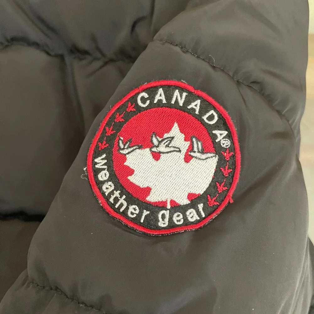 Canada Weathergear Boys Black Hooded Puffer Jacket‎ Coat Size L 14/16
